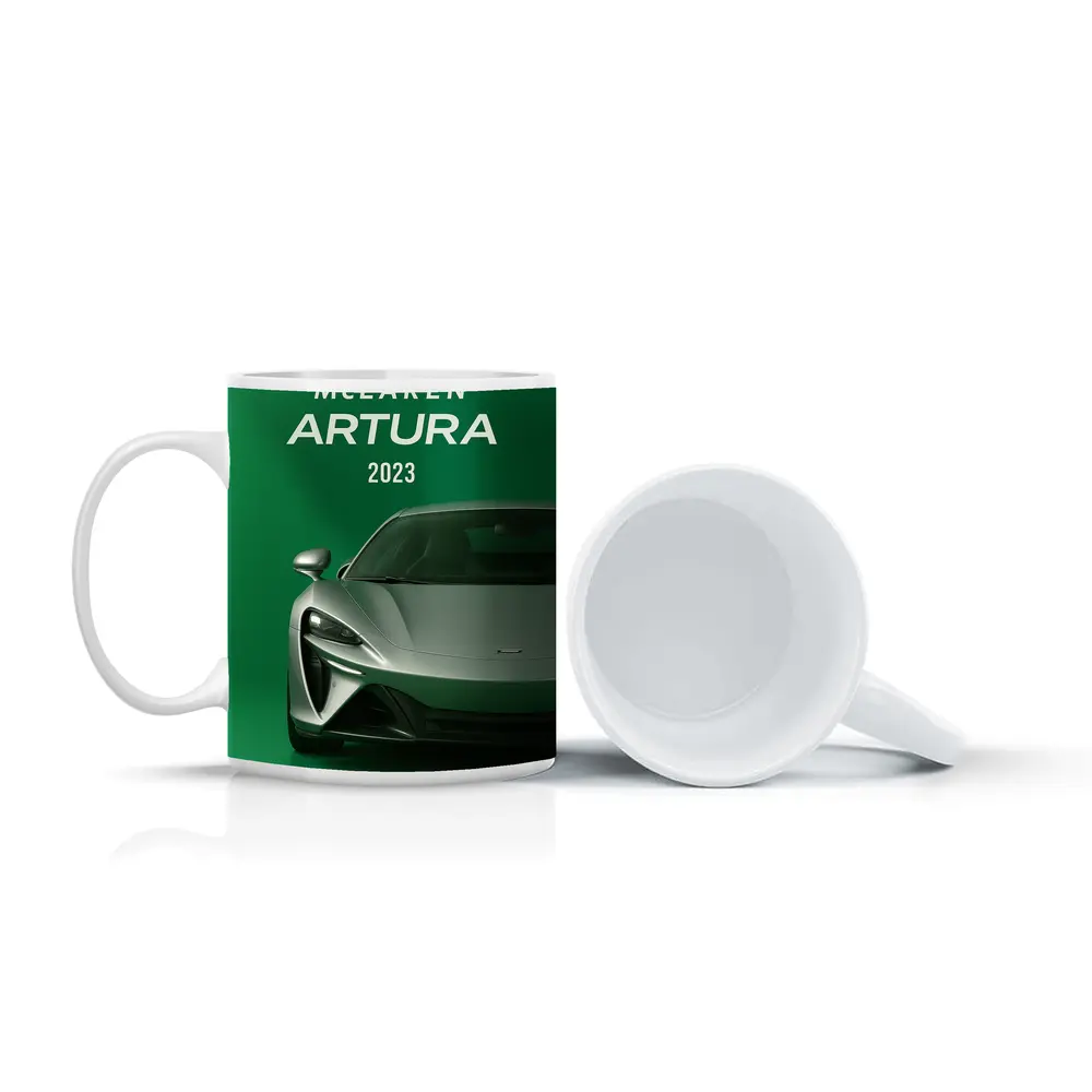 McLaren Artura 2023 Green Supercar Front View – Mugs