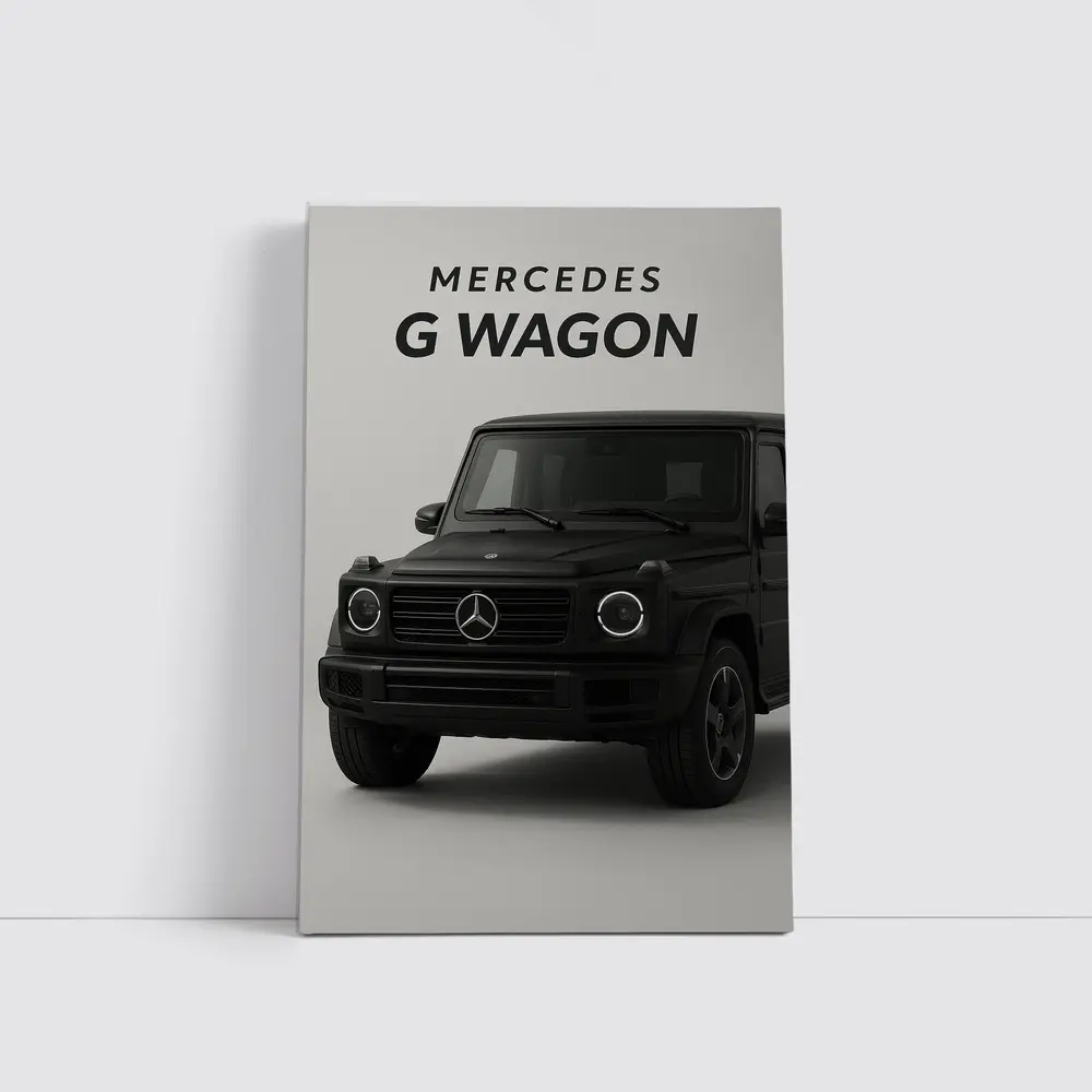 Mercedes G Wagon Black Minimal Gray Background – Wall Art