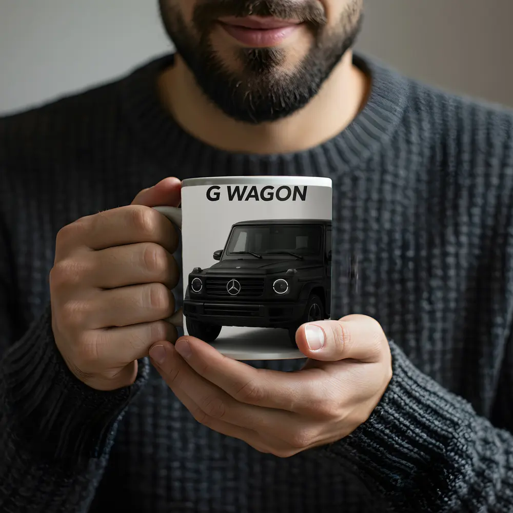 Mercedes G Wagon Black Minimal Gray Background – Mugs