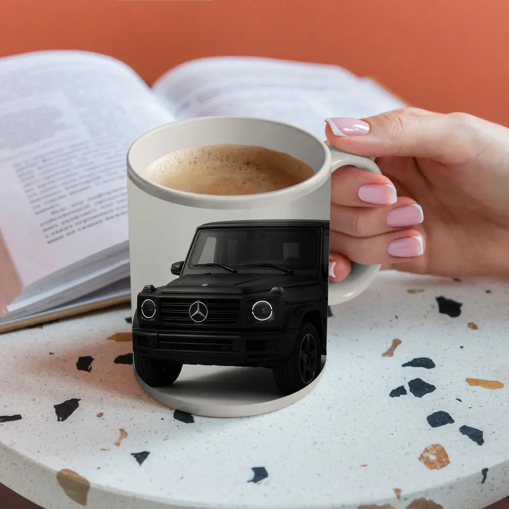 Mercedes G Wagon Black Minimal Gray Background – Mugs