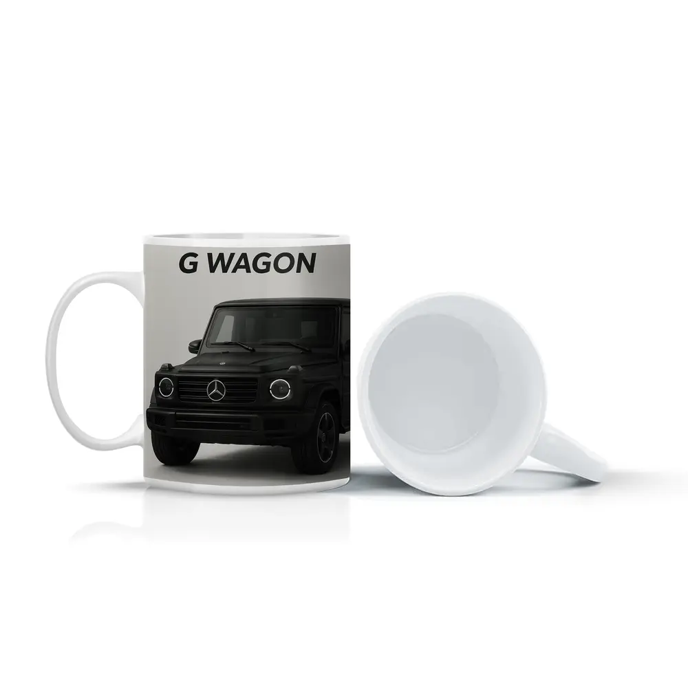 Mercedes G Wagon Black Minimal Gray Background – Mugs