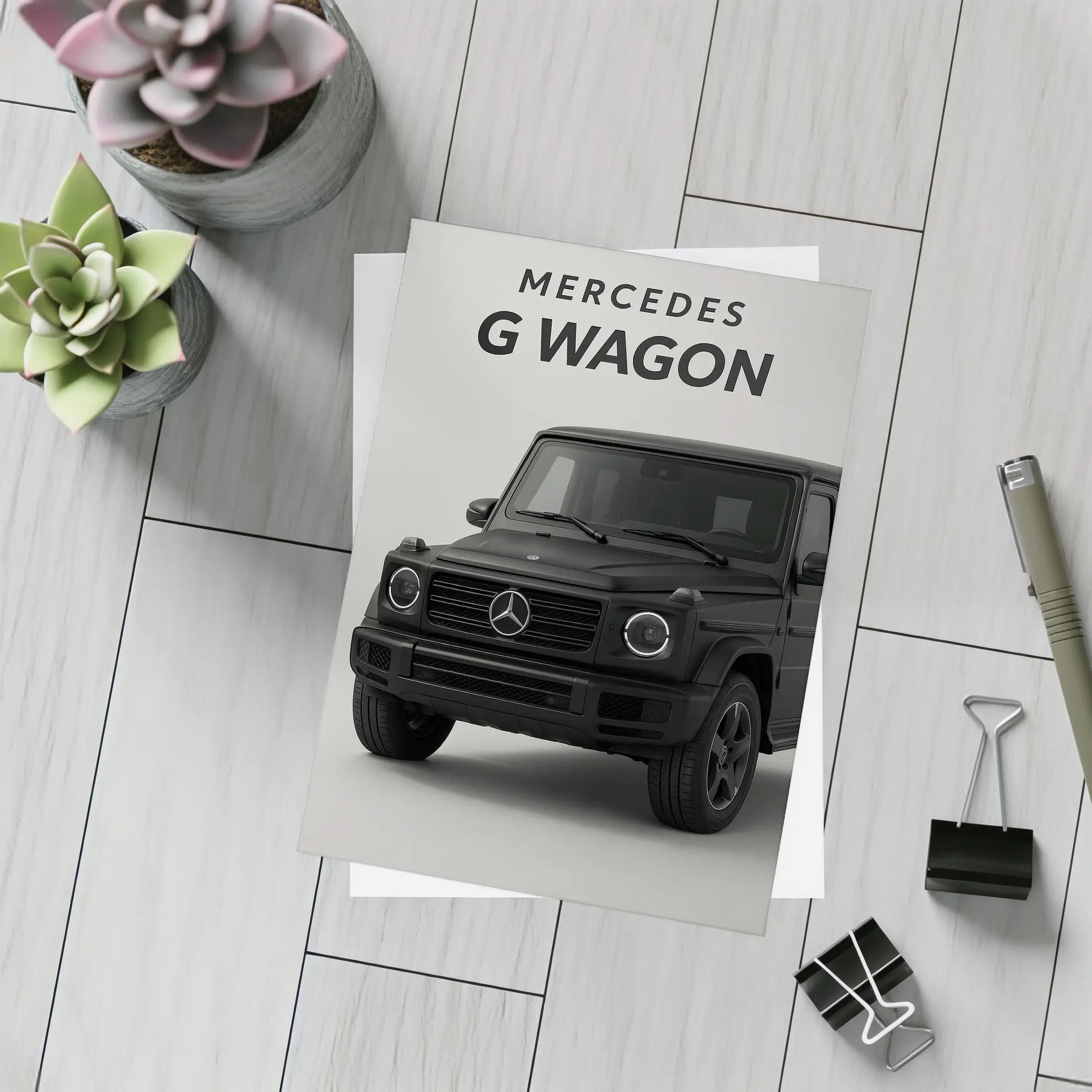 Mercedes G Wagon Black Minimal Gray Background – Postcards