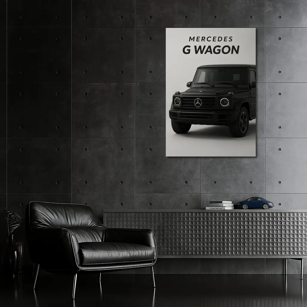 Mercedes G Wagon Black Minimal Gray Background – Wall Art