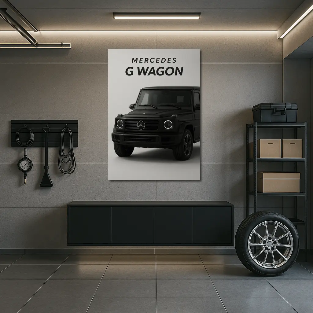 Mercedes G Wagon Black Minimal Gray Background – Wall Art