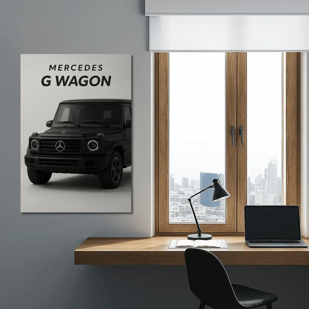 Mercedes G Wagon Black Minimal Gray Background – Wall Art