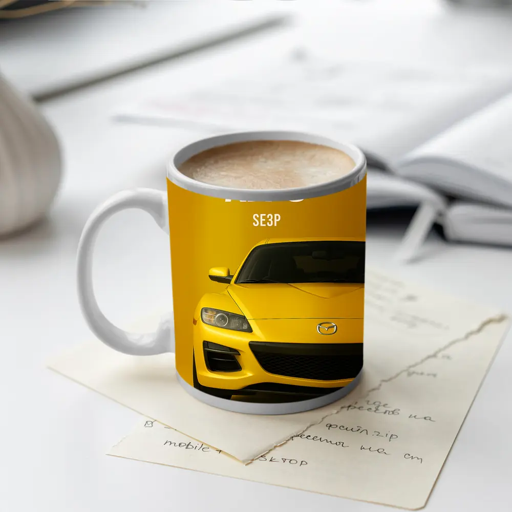 Mazda RX-8 SE3P Yellow Sport Car Art – Mugs