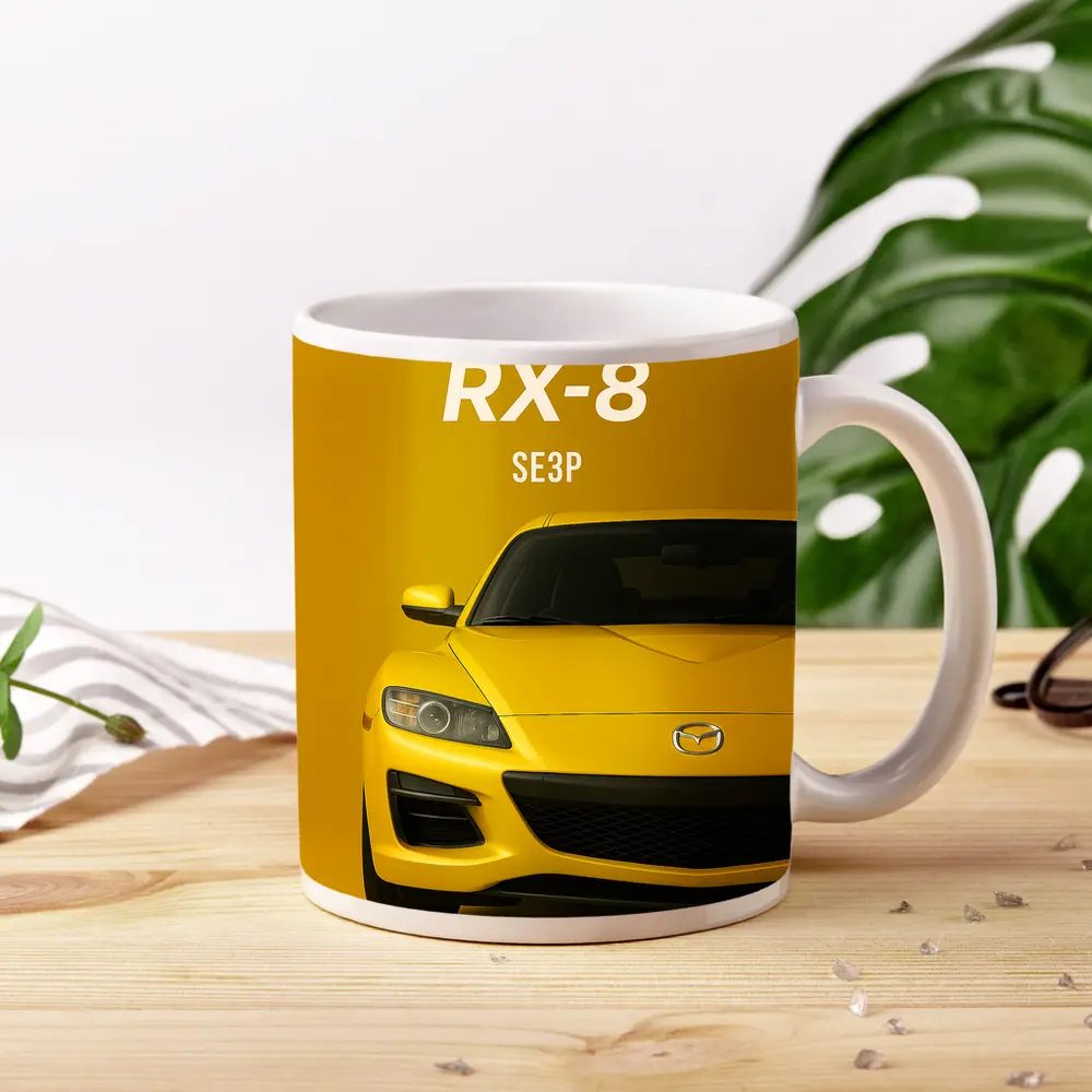 Mazda RX-8 SE3P Yellow Sport Car Art – Mugs