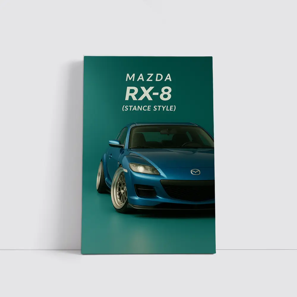 Mazda RX-8 Stance Style Teal Background – Wall Art