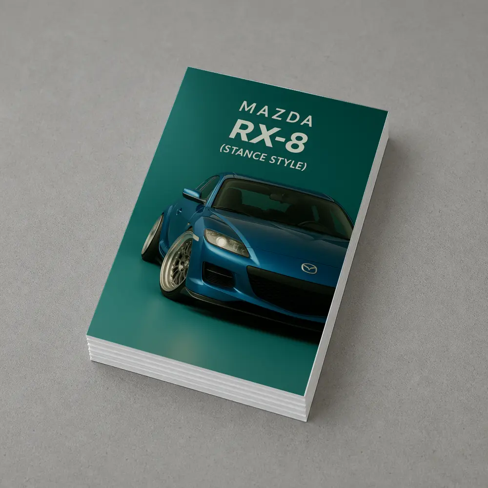 Mazda RX-8 Stance Style Teal Background – Postcards