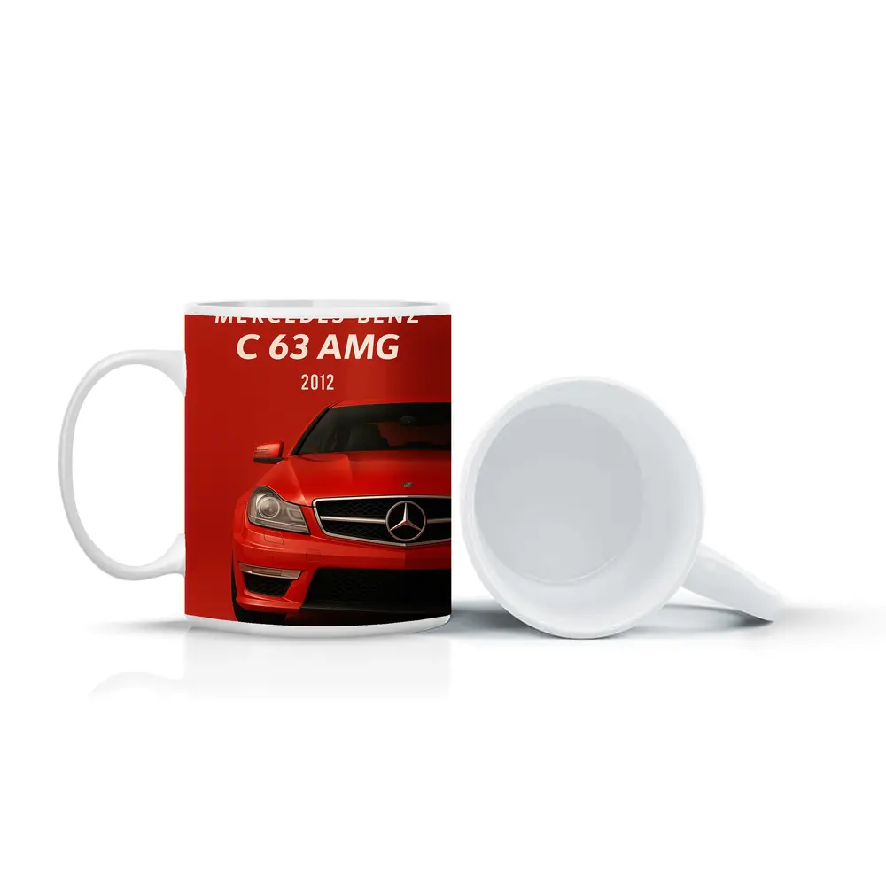 Mercedes Benz C63 AMG Red Background Art – Mugs