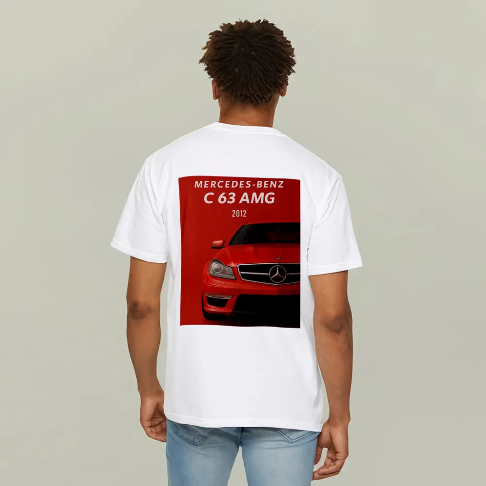 Mercedes Benz C63 AMG Red Background Art – T-Shirts