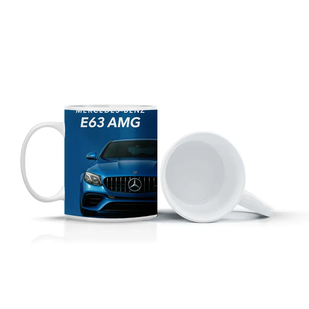 Mercedes Benz E63 AMG Blue Front View – Mugs