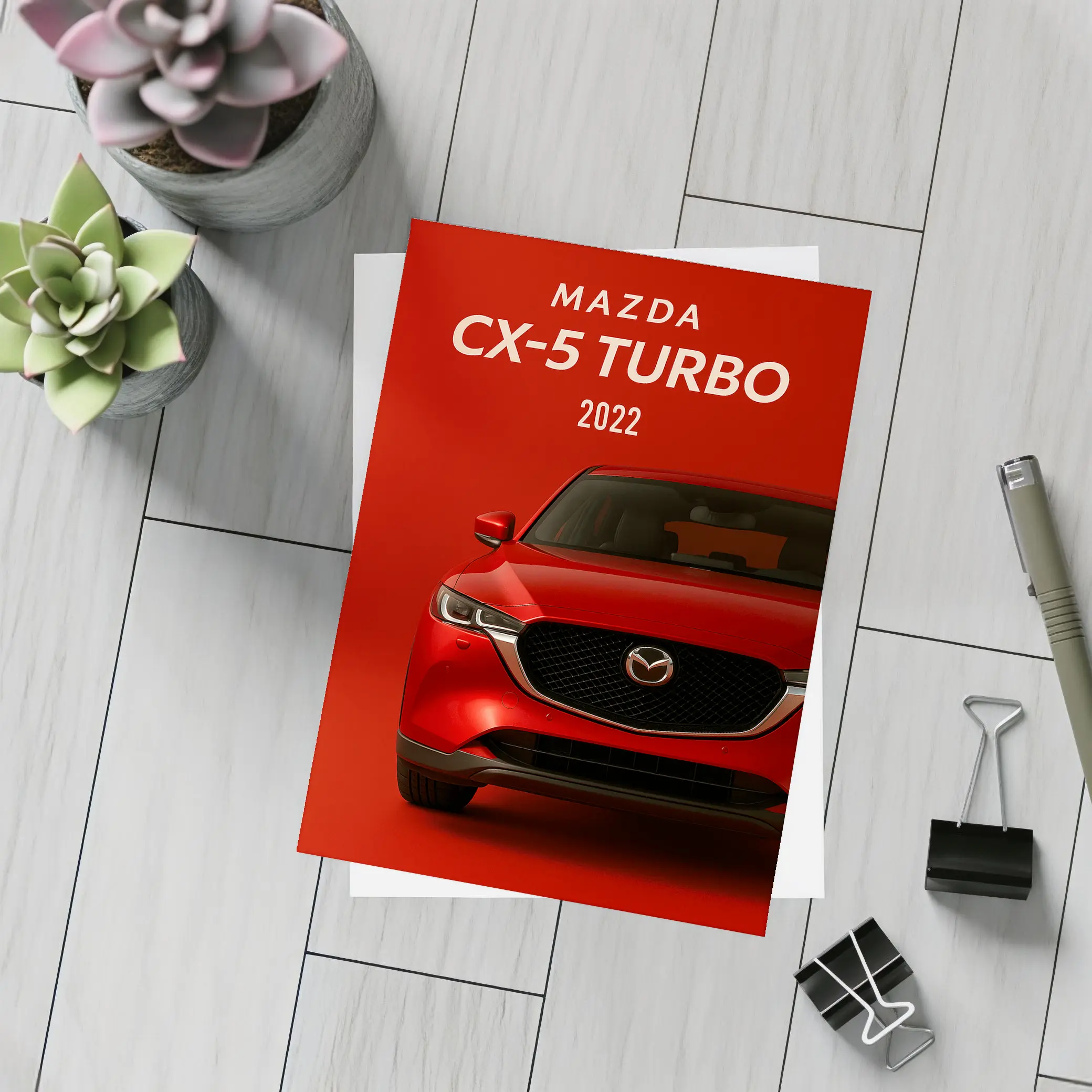 Mazda CX-5 Turbo 2022 Red Background – Postcards