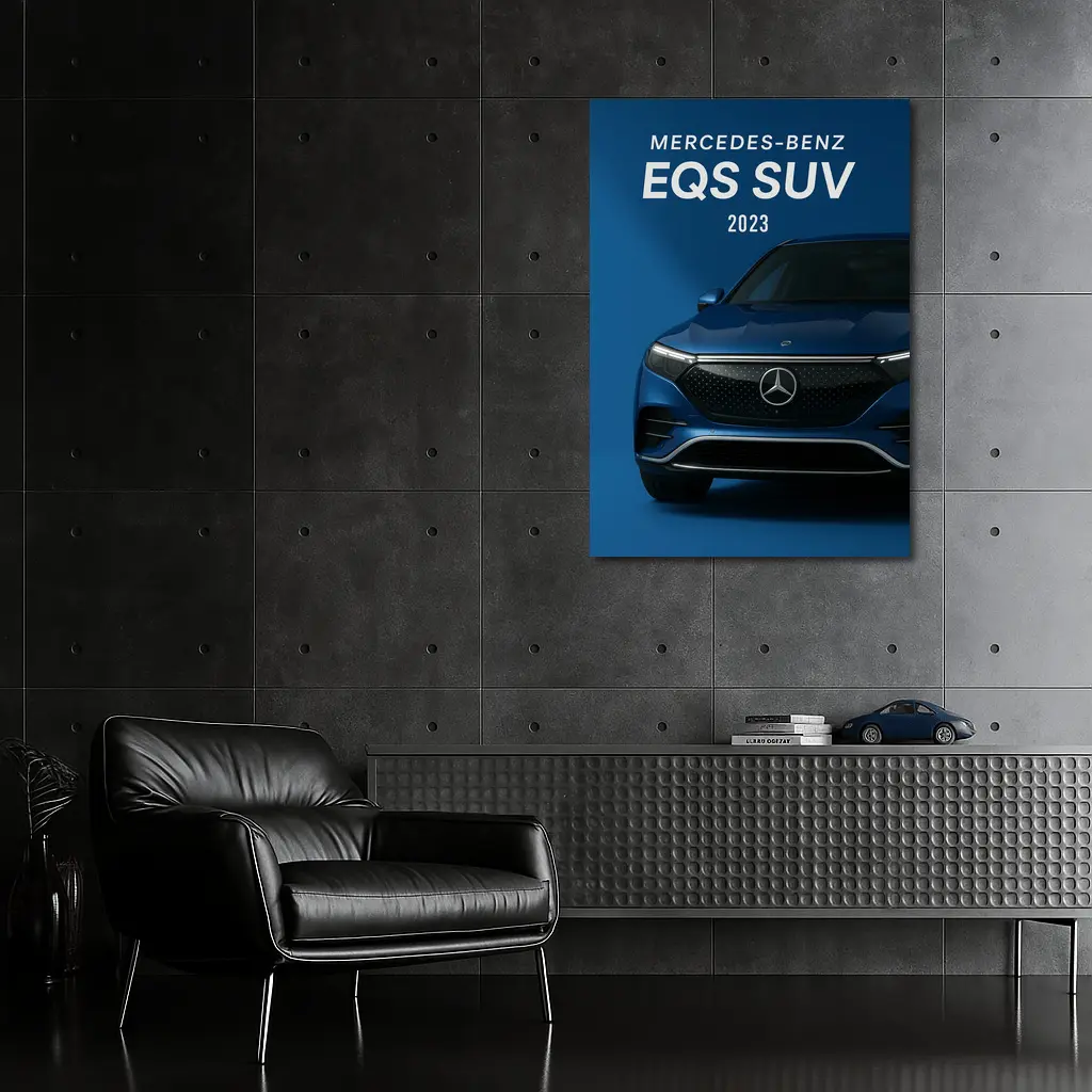 Mercedes Benz EQS SUV Blue Studio – Wall Art