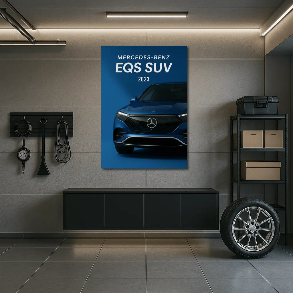 Mercedes Benz EQS SUV Blue Studio – Wall Art