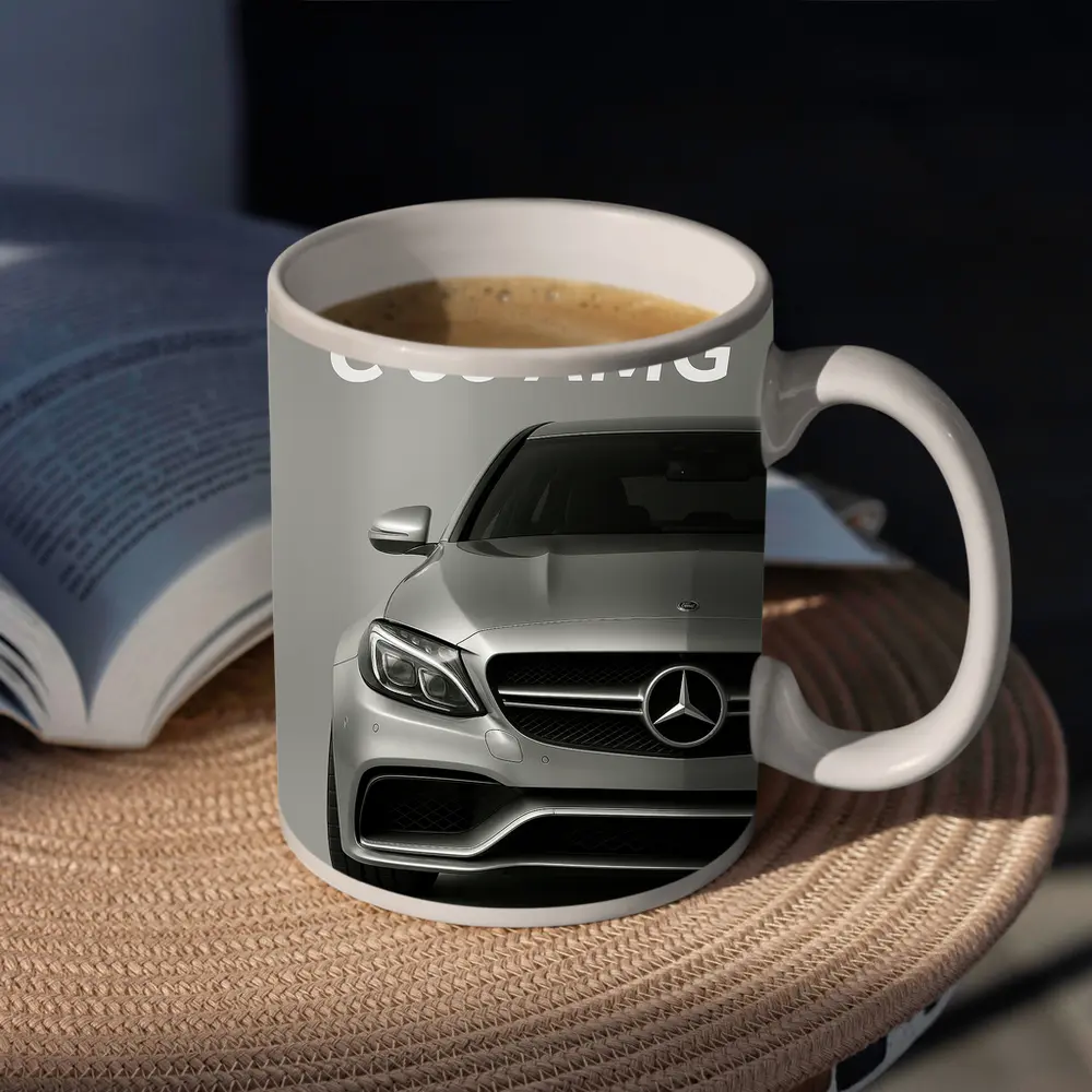 Mercedes Benz C63 AMG Silver Front View – Mugs