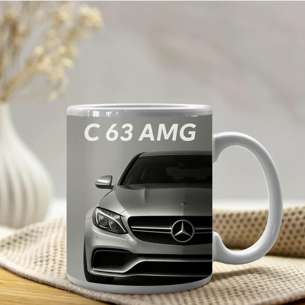 Mercedes Benz C63 AMG Silver Front View – Mugs