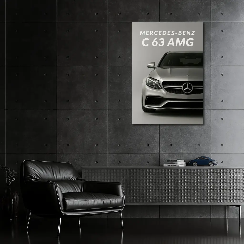Mercedes Benz C63 AMG Silver Front View – Wall Art