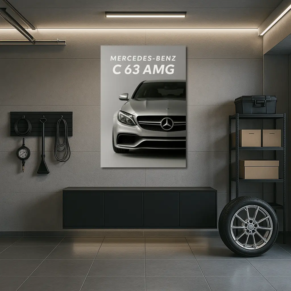 Mercedes Benz C63 AMG Silver Front View – Wall Art