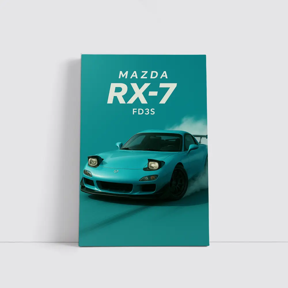 Mazda RX-7 FD3S Teal Drift Art – Wall Art