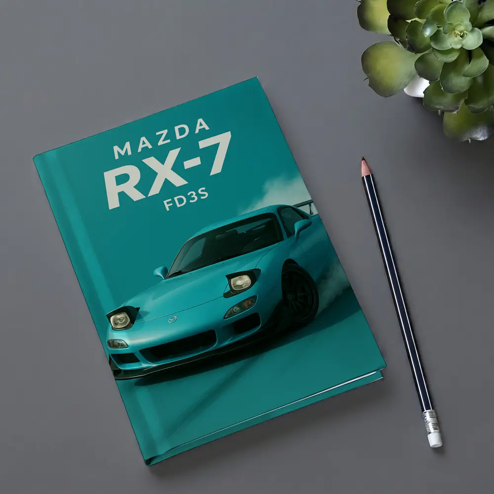 Mazda RX-7 FD3S Teal Drift Art – Notebooks