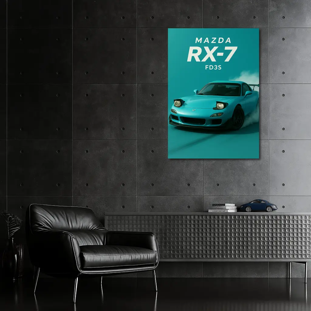 Mazda RX-7 FD3S Teal Drift Art – Wall Art