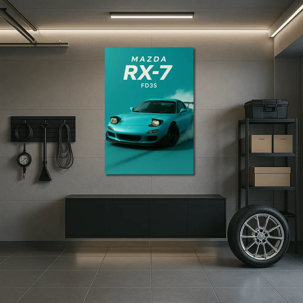 Mazda RX-7 FD3S Teal Drift Art – Wall Art