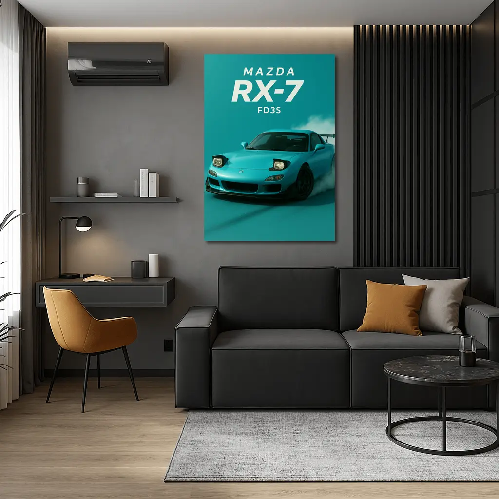 Mazda RX-7 FD3S Teal Drift Art – Wall Art