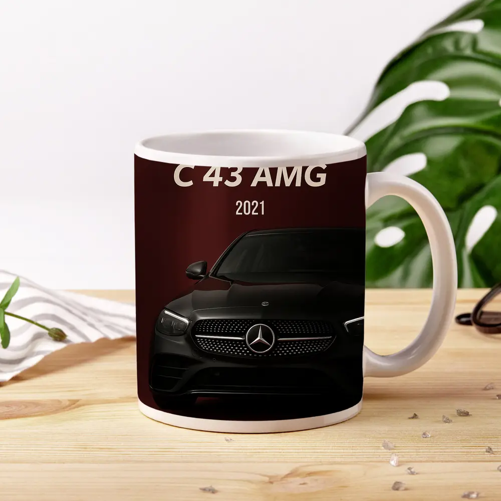 Mercedes Benz C43 AMG Dark Red Background – Mugs