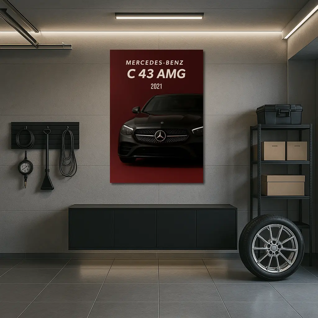 Mercedes Benz C43 AMG Dark Red Background – Wall Art