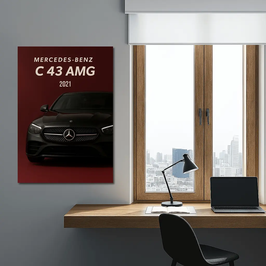 Mercedes Benz C43 AMG Dark Red Background – Wall Art