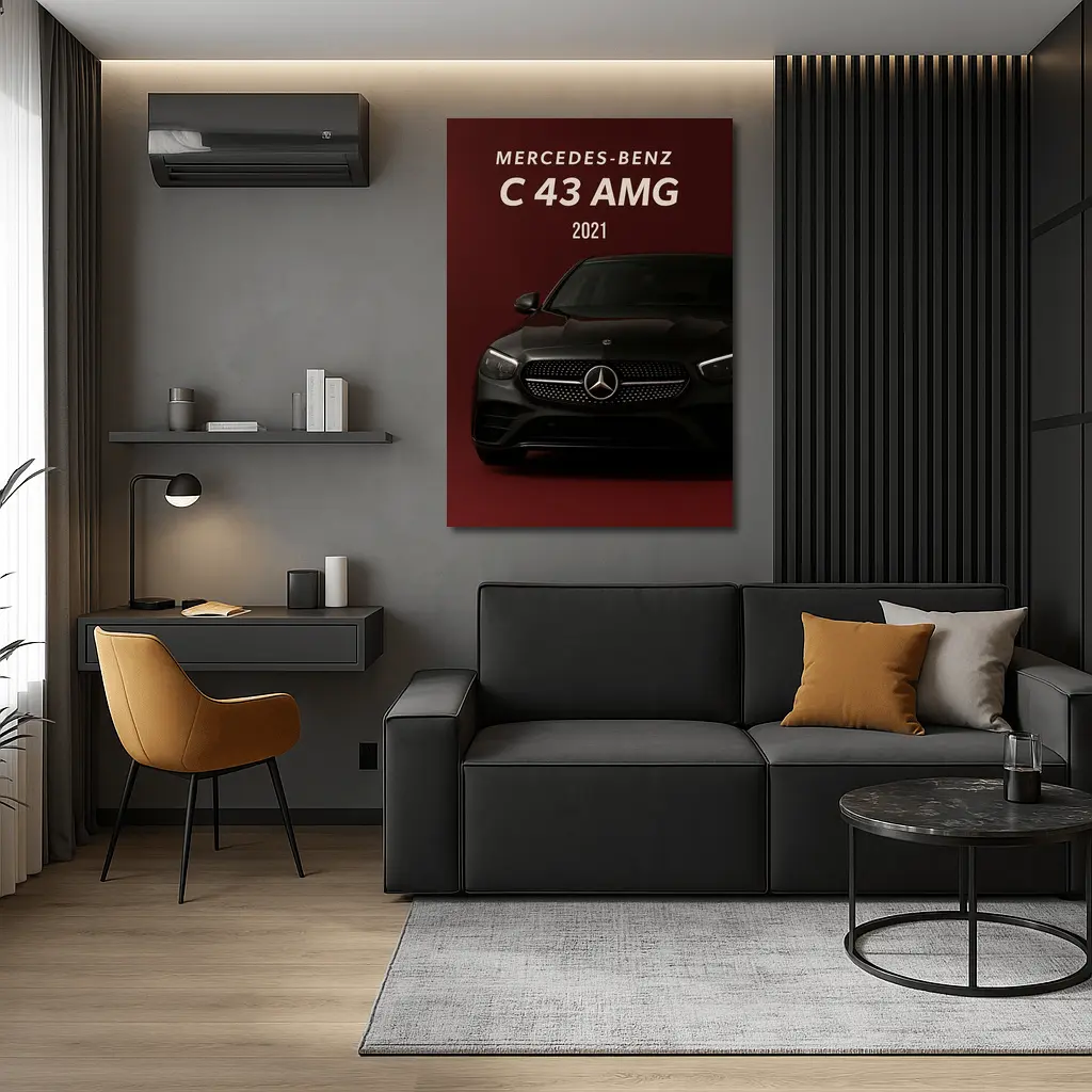 Mercedes Benz C43 AMG Dark Red Background – Wall Art