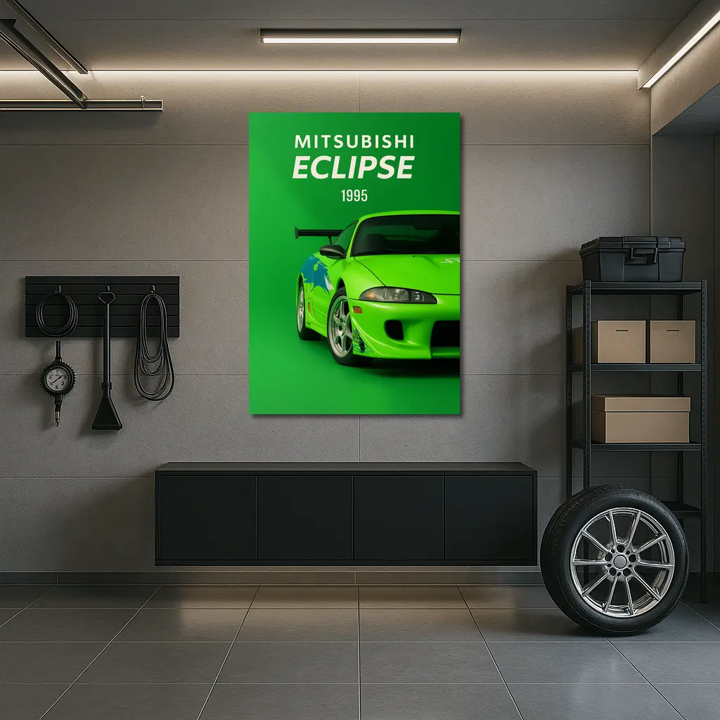 Mitsubishi Eclipse 1995 Green Sport Car – Wall Art