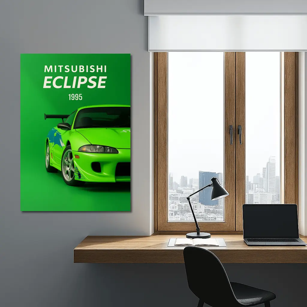 Mitsubishi Eclipse 1995 Green Sport Car – Wall Art