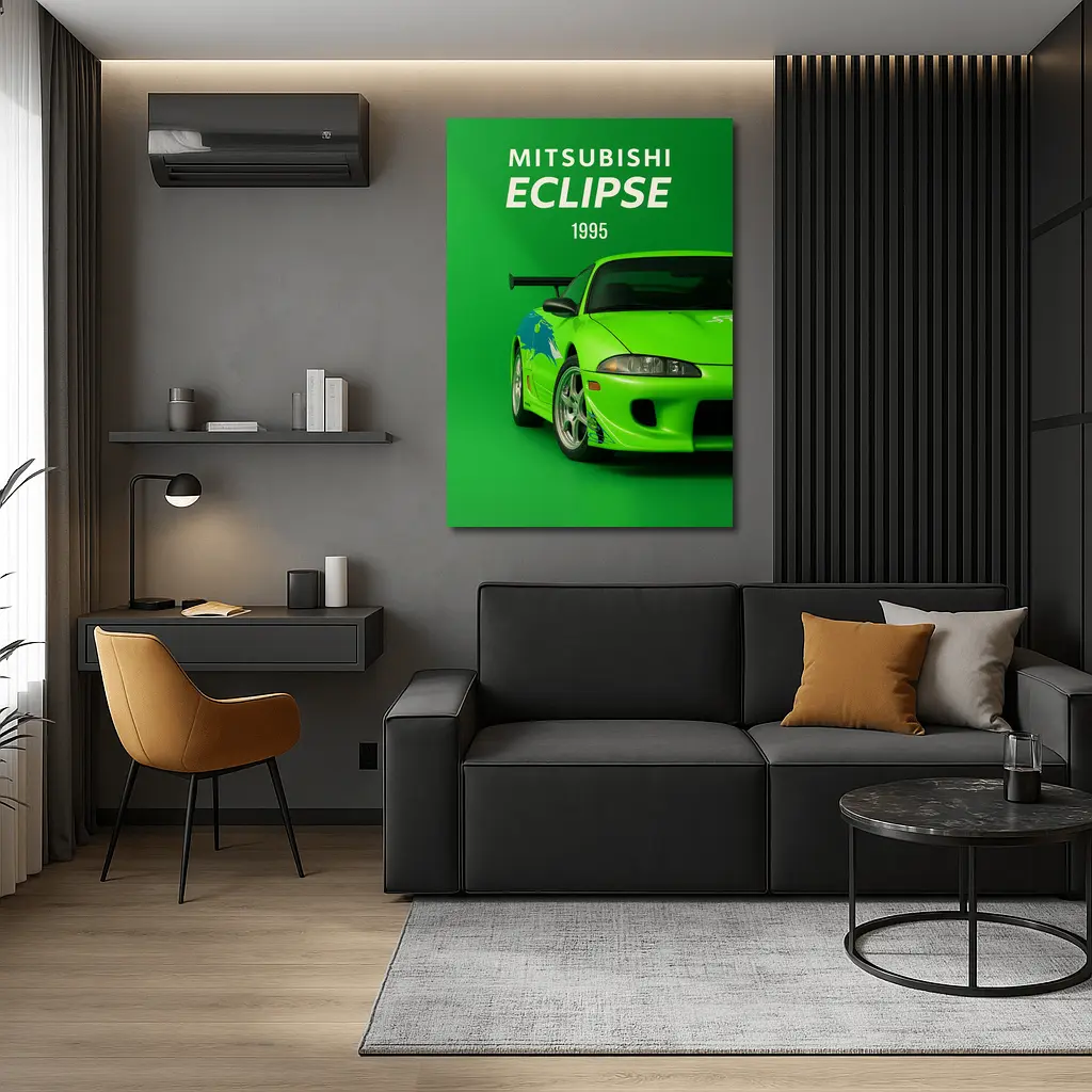 Mitsubishi Eclipse 1995 Green Sport Car – Wall Art