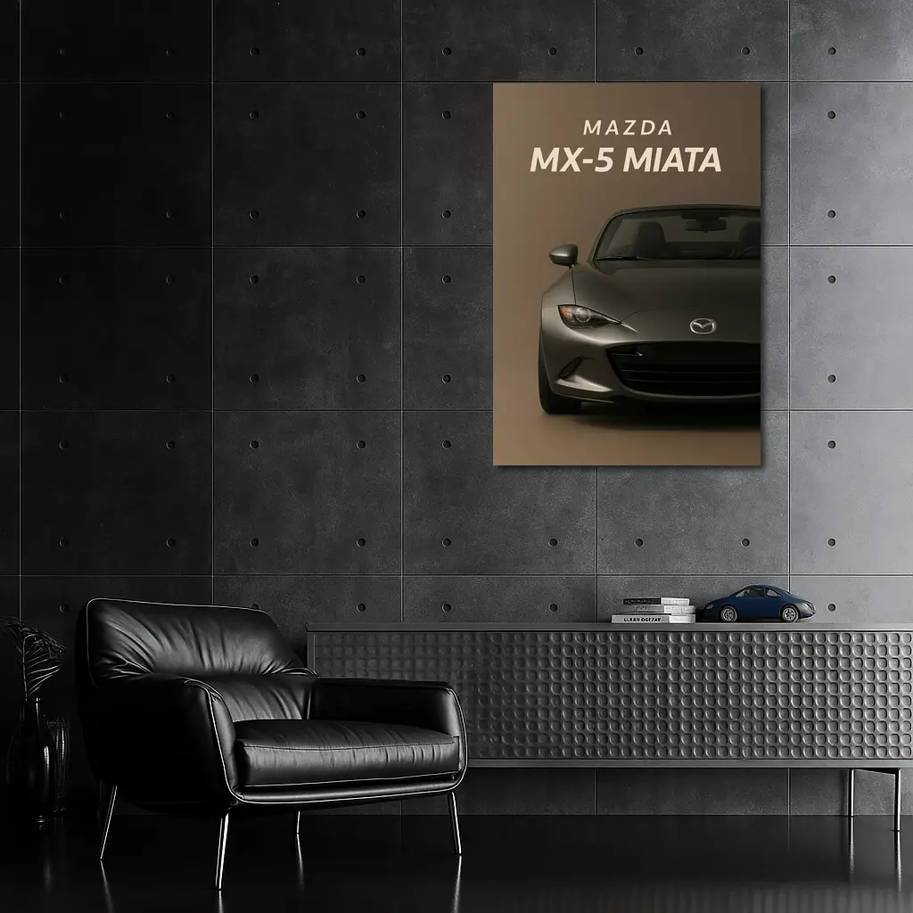 Mazda MX-5 Miata Dark Gray Beige Background – Wall Art