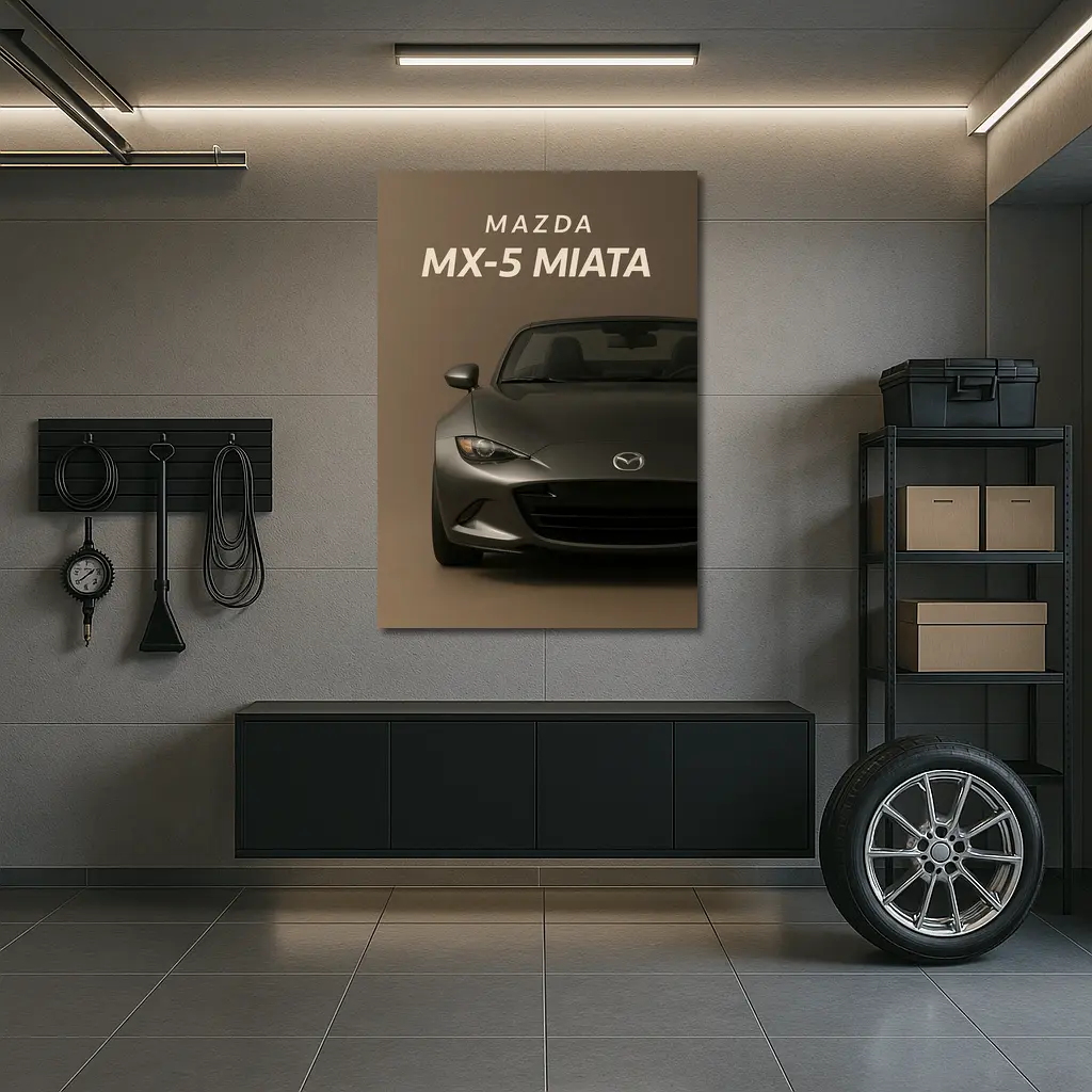 Mazda MX-5 Miata Dark Gray Beige Background – Wall Art
