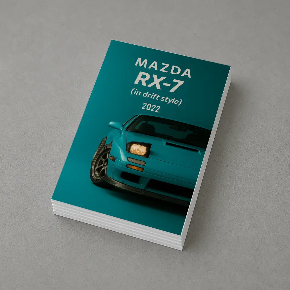 Mazda RX-7 Drift Style Teal Background Art – Postcards