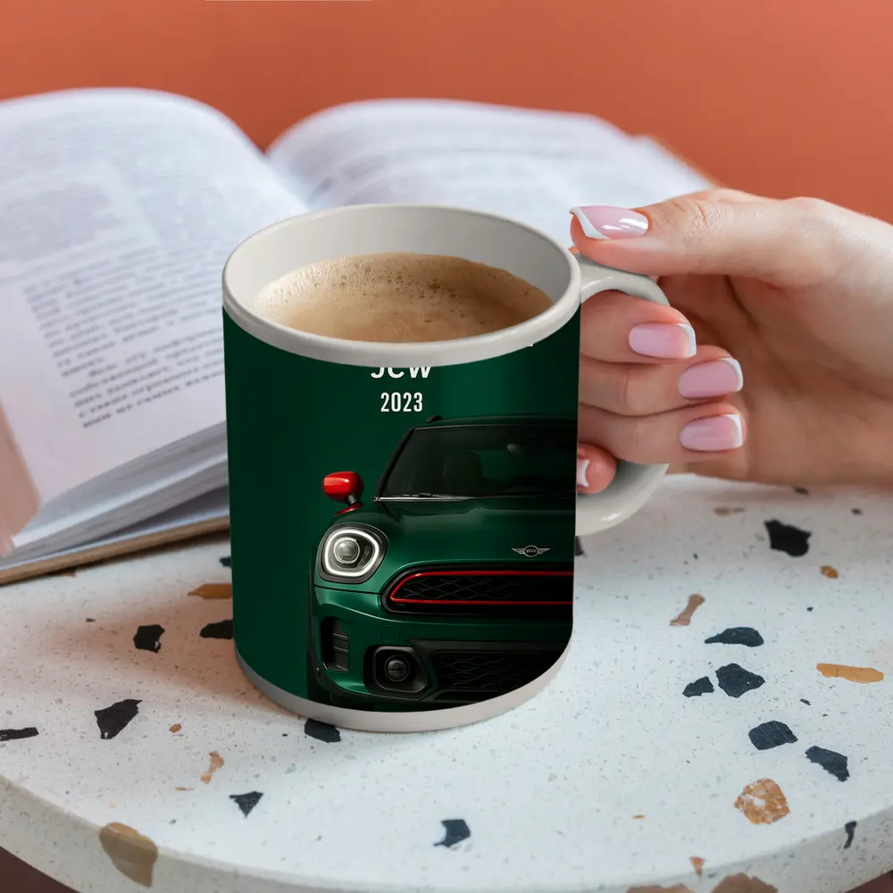 Mini Countryman JCW Front View Green – Mugs