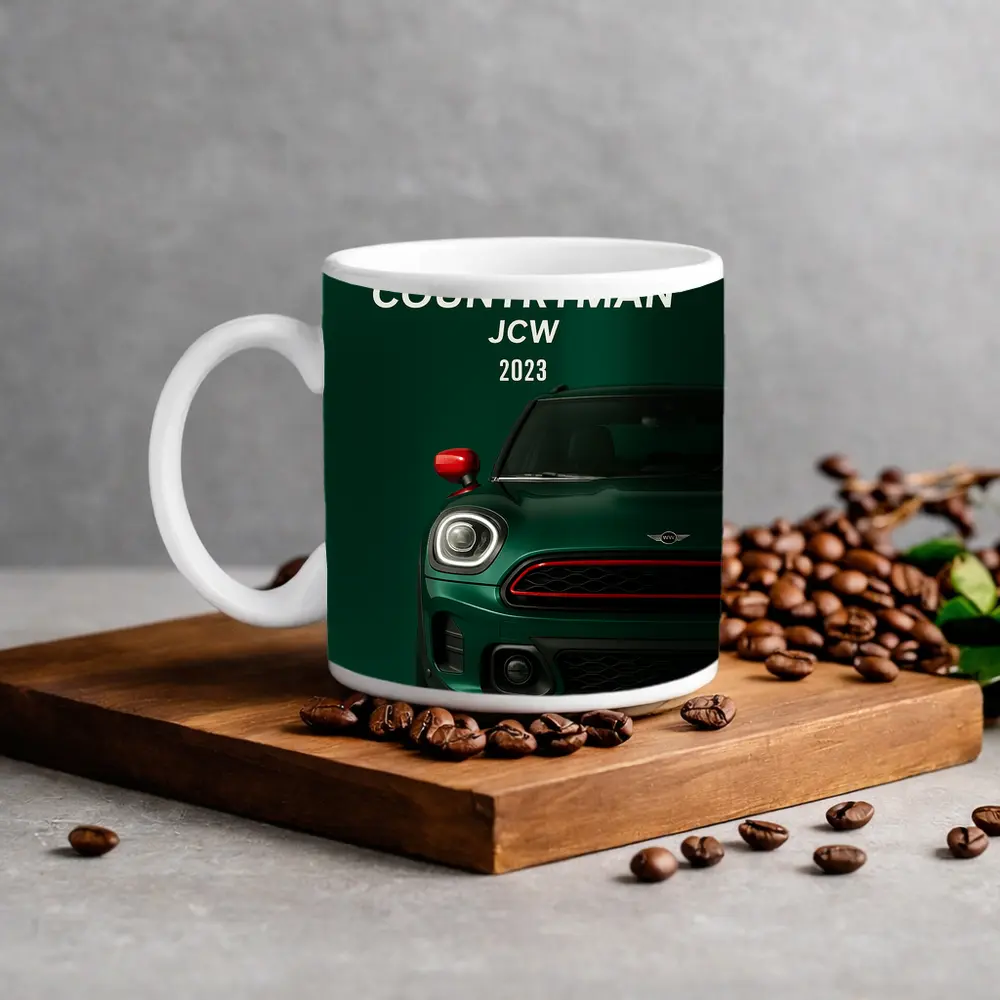 Mini Countryman JCW Front View Green – Mugs