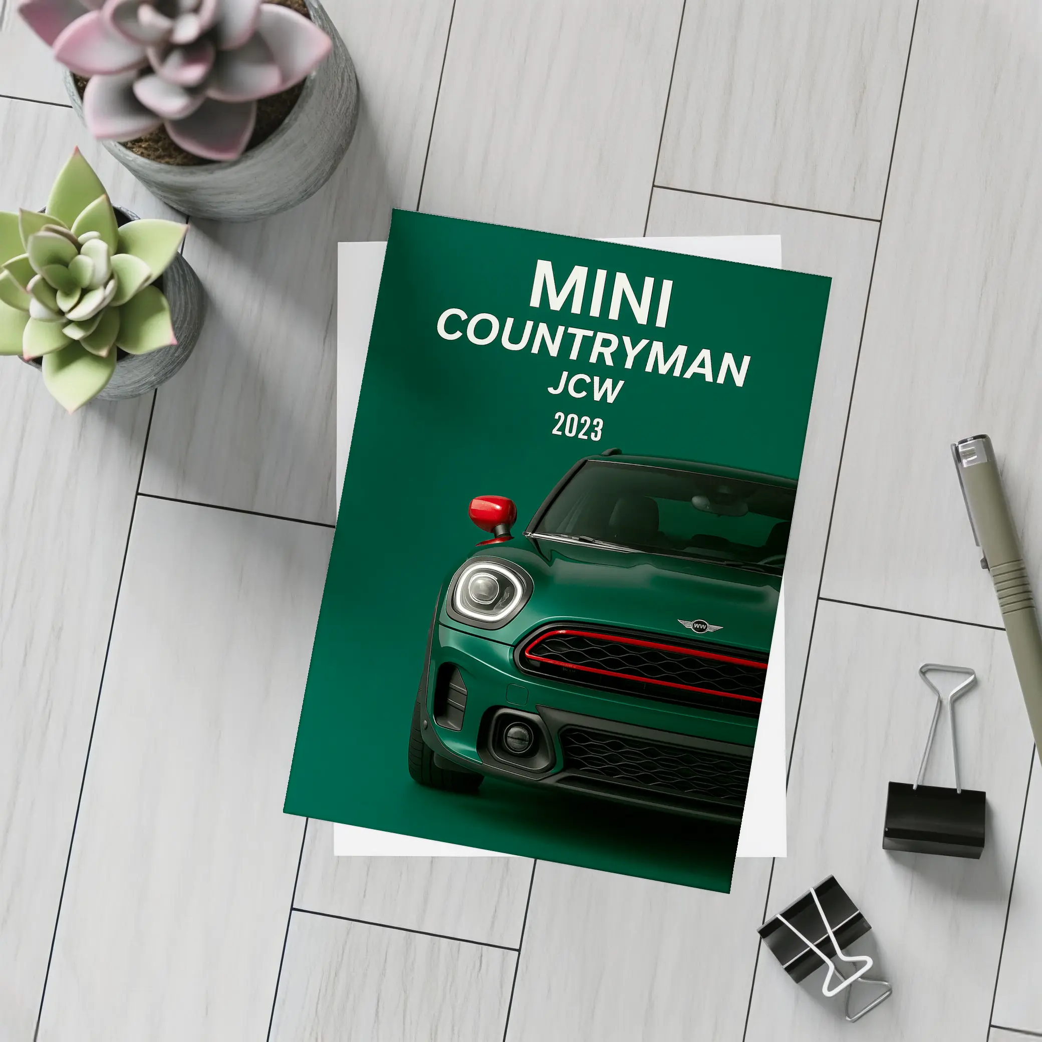 Mini Countryman JCW Front View Green – Postcards