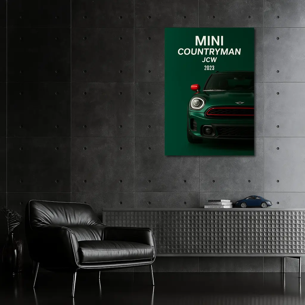Mini Countryman JCW Front View Green – Wall Art