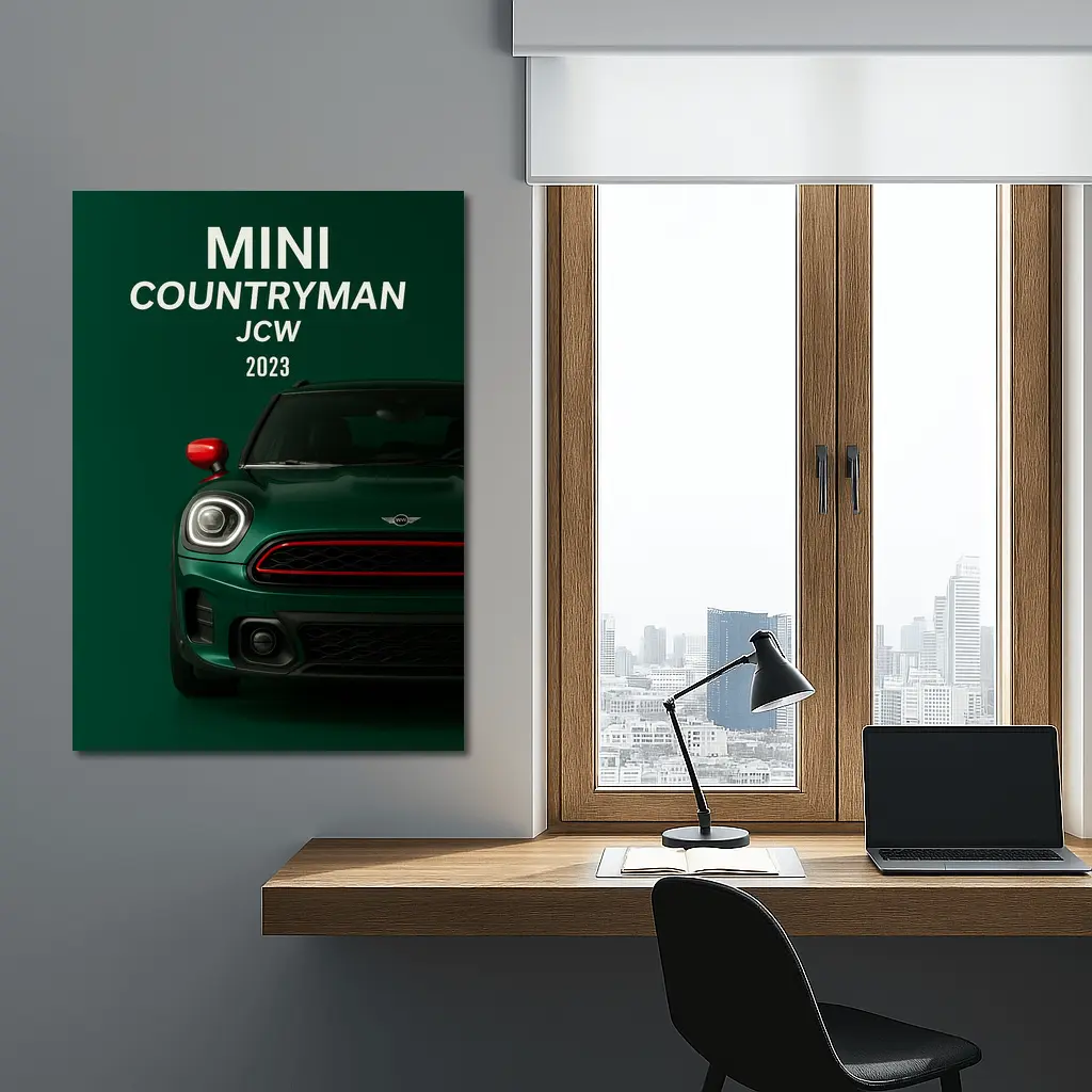 Mini Countryman JCW Front View Green – Wall Art