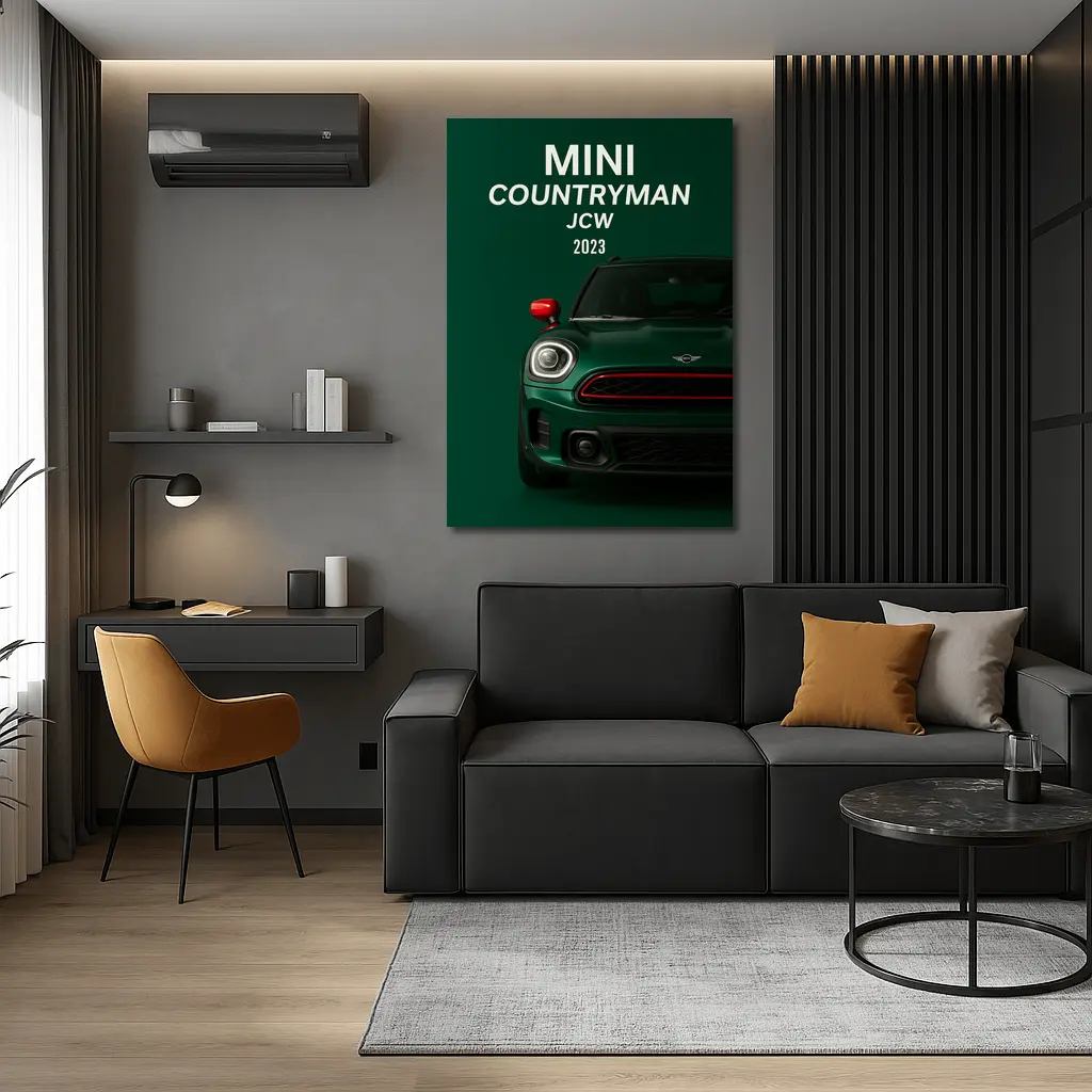 Mini Countryman JCW Front View Green – Wall Art