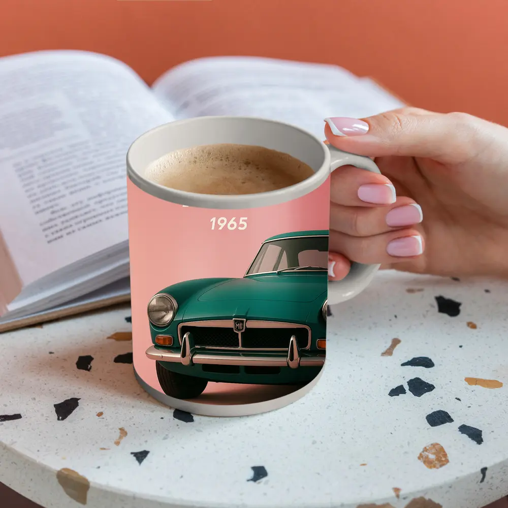 MG MGB Classic Sports Car Pink Background – Mugs