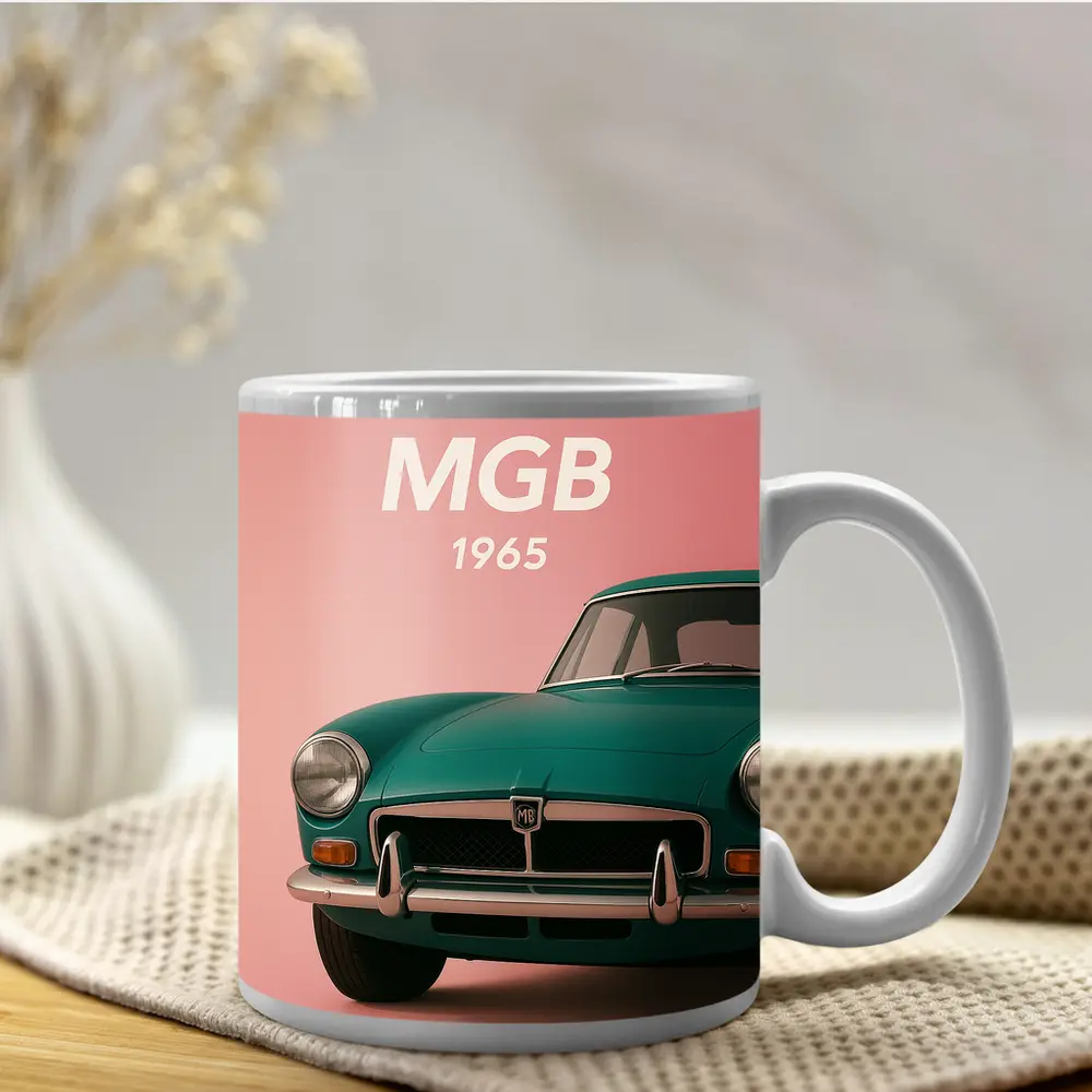 MG MGB Classic Sports Car Pink Background – Mugs