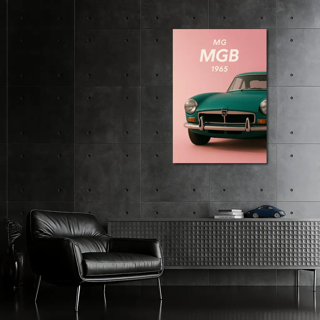 MG MGB Classic Sports Car Pink Background – Wall Art