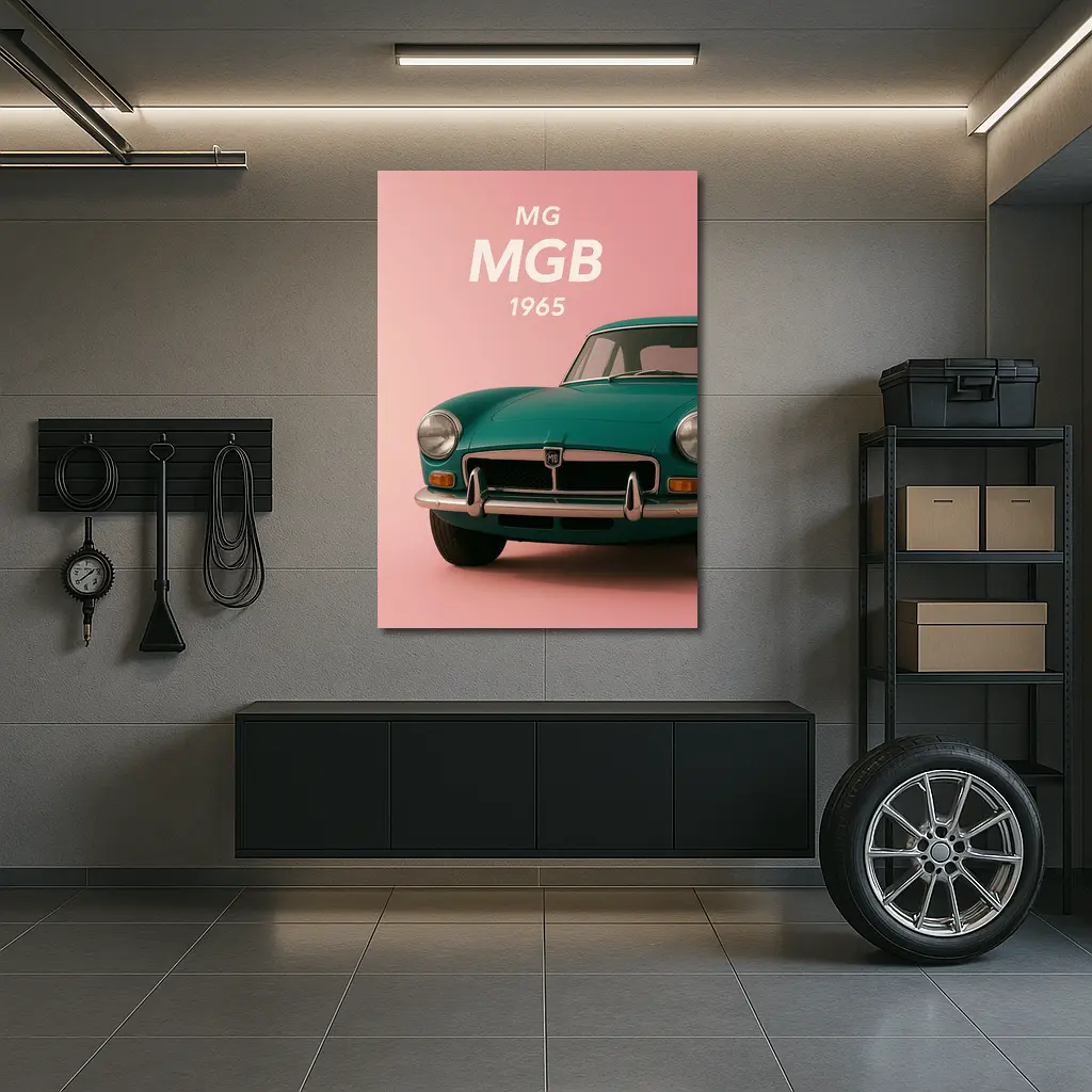 MG MGB Classic Sports Car Pink Background – Wall Art