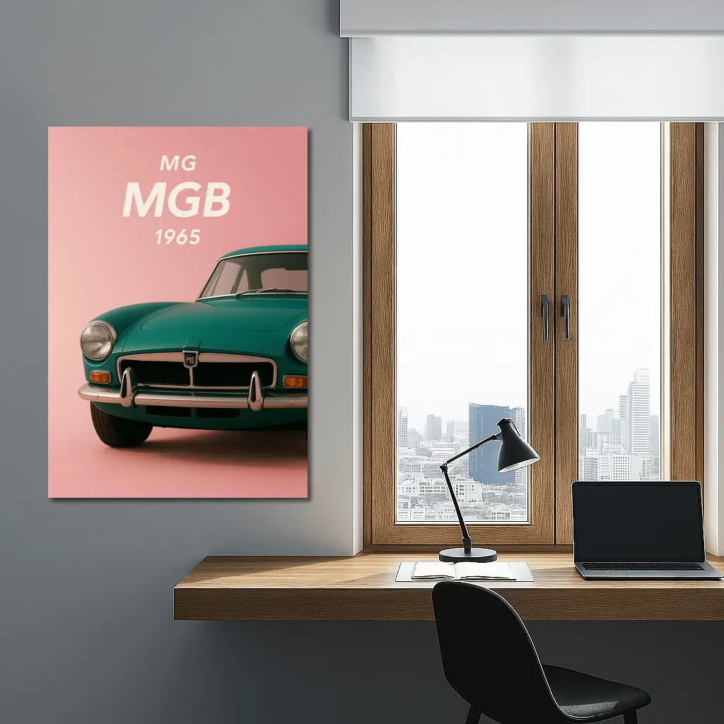 MG MGB Classic Sports Car Pink Background – Wall Art