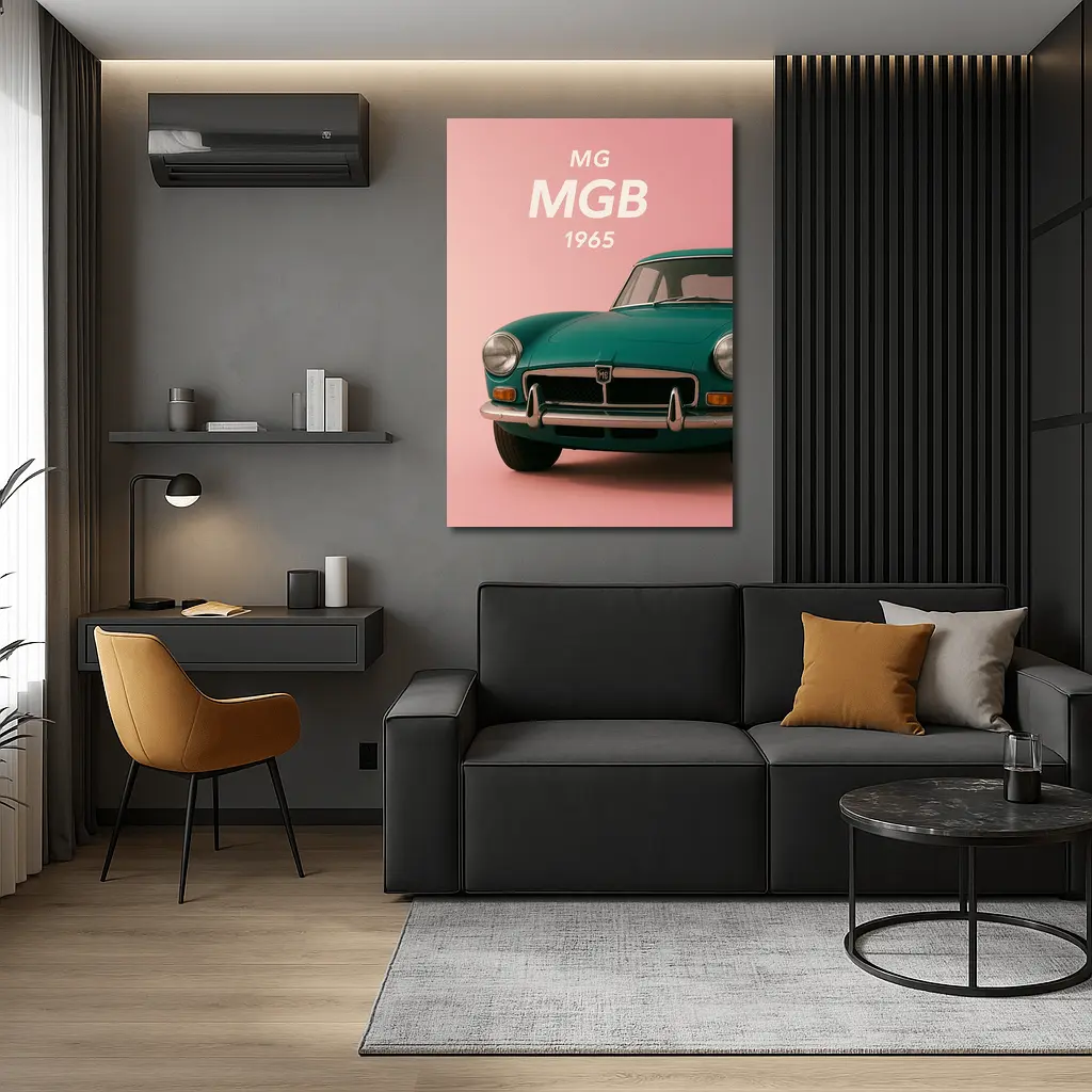 MG MGB Classic Sports Car Pink Background – Wall Art